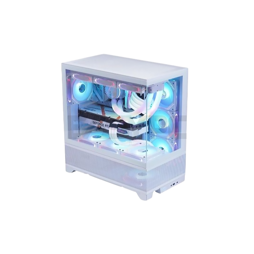 WJ CoolMan Ming ATX Tempered Glass PC Case White-a
