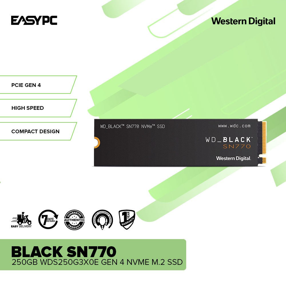Western Digital Black SN770 250GB, 500GB and 1TB, PCIE Gen NVMe Solid  State Drive