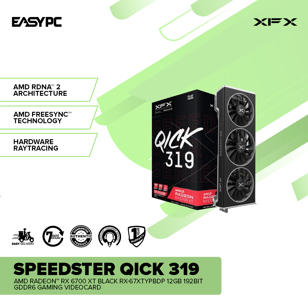 XFX Speedster QICK 319 AMD Radeon RX 6700 XT 12GB 192-bit – EasyPC