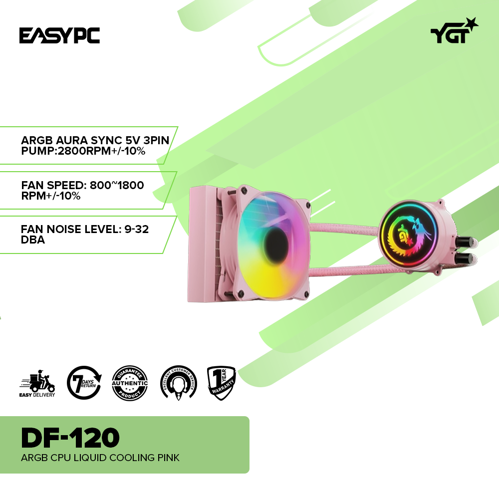 YGT DF-120 ARGB CPU Liquid Cooling Pink