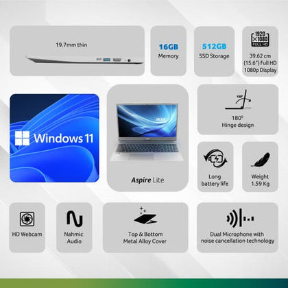 Acer Aspire Lite AL15-41 - Steel Gray - Top Angle View