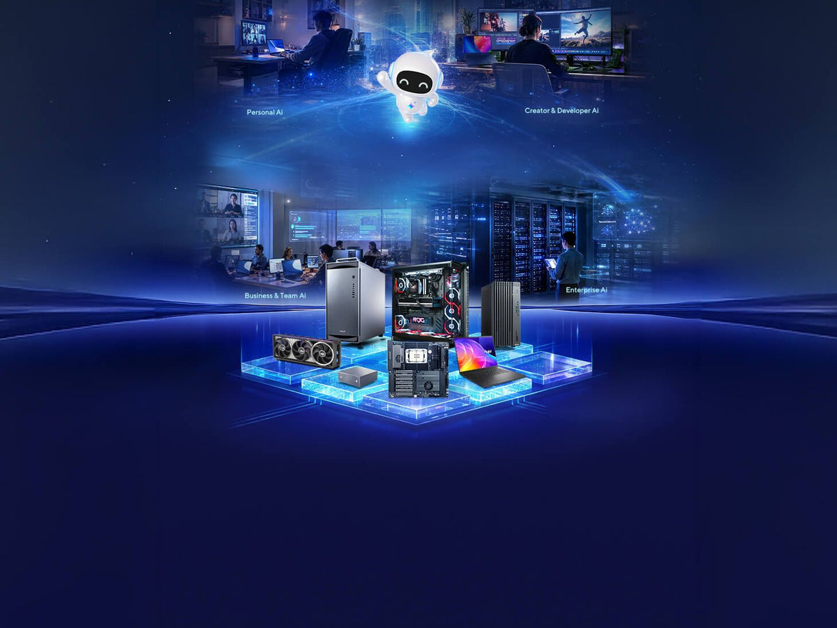 ASUS Agent Computer scenarios: personal, creator and developer, business and team, enterprise AI