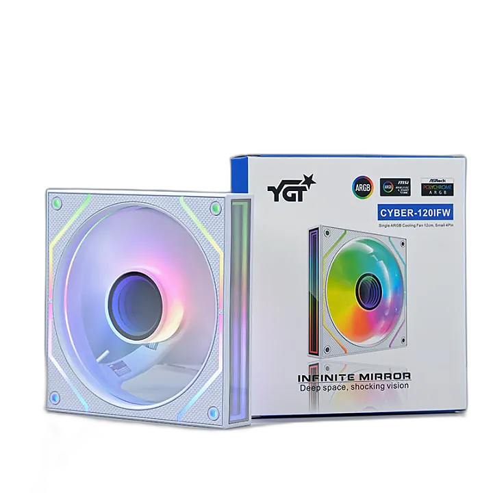 YGT Cyber-120IFW 3in1 ARGB Chassis Fan White Case Fan – EasyPC