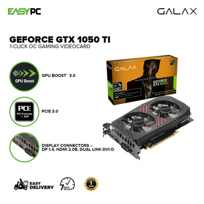 Galax NVIDIA® GeForceGTX 1050ti 1Click OC Gaming Videocard 4gb 128bit Ddr5