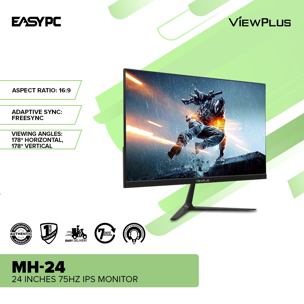 ViewPlus MH-24 and MH-246 24 Inches 75Hz, HKD Screen VGA and HDMI Cable IPS Flat Display Monito