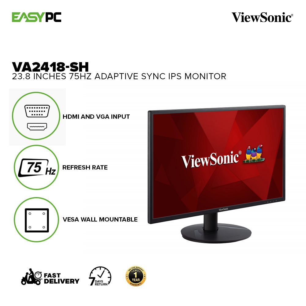 Viewsonic VA2418-SH 23.8 Inches 75Hz Adaptive Sync IPS Eye-Care