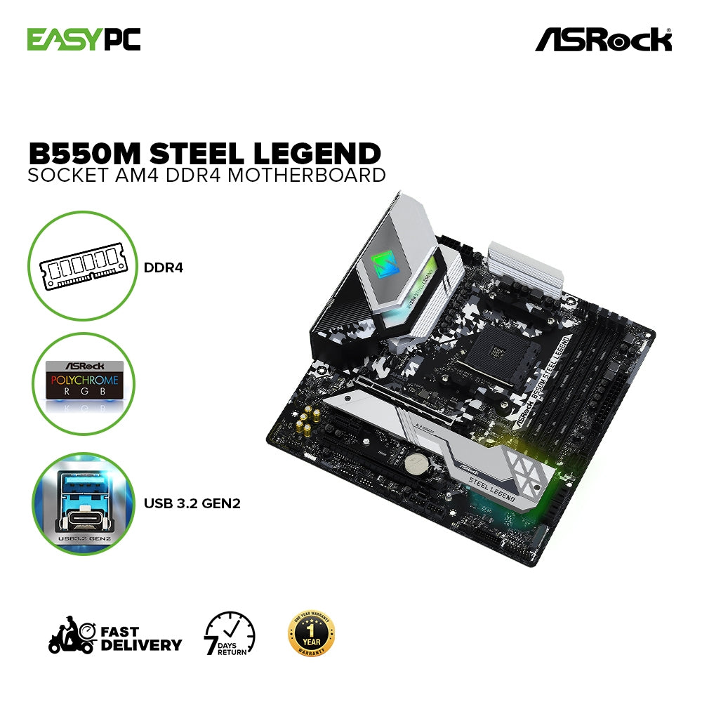 Asrock B550M Steel Legend Socket Am4 MD B550 SATA 6Gb/s Micro ATX
