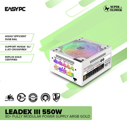 SuperFlower Leadex III 550W 80+  Fully Modular Power Supply RGB Gold