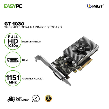 Palit GeForce GT 1030 NEC103000646-1082F 2gb 64bit Ddr4, Graphics Clock 1151MHz, HDMI, HD resolution, Gaming Videocard