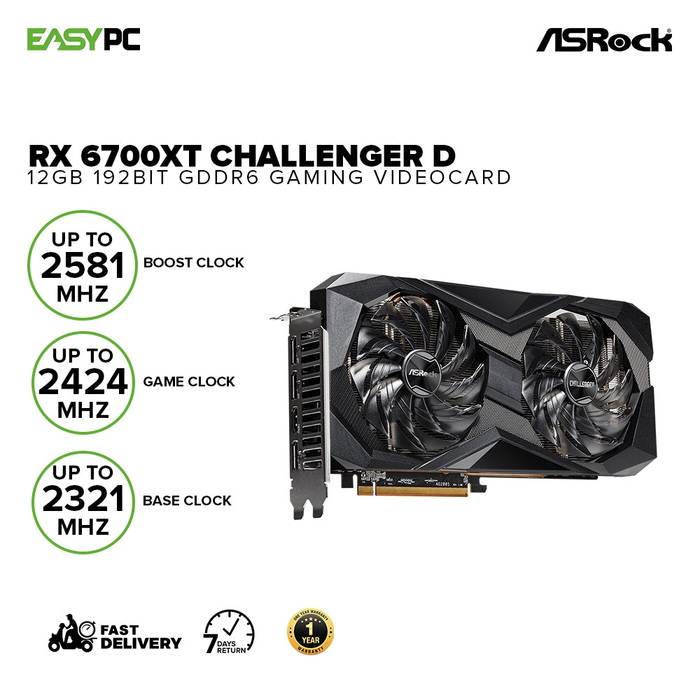 Asrock Rx 6700xt Challenger D 12gb 192bit GDdr6 Gaming