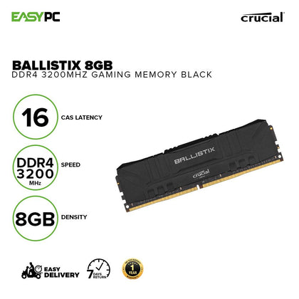 Crucial Ballistix 8gb Ddr4 3200mhz Desktop Gaming Memory Black