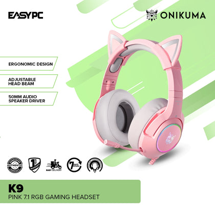 ONIKUMA K9 Pink 7.1 RGB Gaming Headset