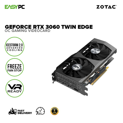 Zotac NVIDIA® GeForce RTX 3060 Twin Edge OC ZT-A30600H-10M 12gb 192bit GDdr6 Gaming Videocard