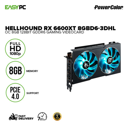PowerColor Hellhound Rx 6600xt 8GBD6-3DHL/OC 8gb 128bit GDdr6 Gaming Videocard