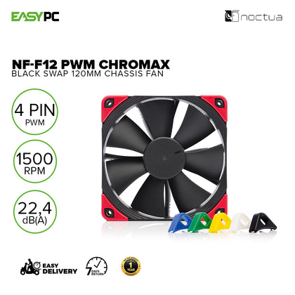 NOCTUA NF-F12 PWM Chromax Black Swap 120MM static pressure performance and the Focused Flow, quiet cooling performance all-black design Chassis Fan