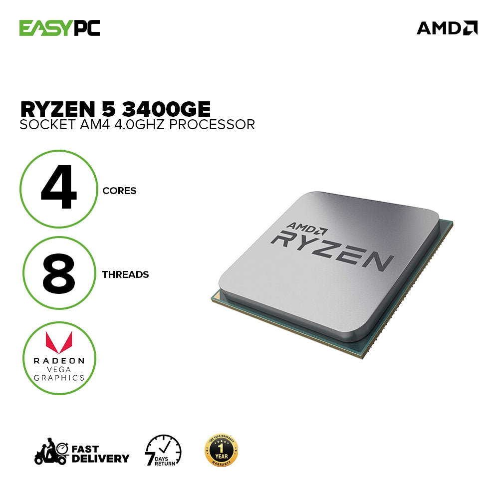 AMD Ryzen 5 3400GE Socket Am4 4.0ghz Desktop Processors TTP  with Radeon Vega Graphics, Unlocked for Overclocking Processor