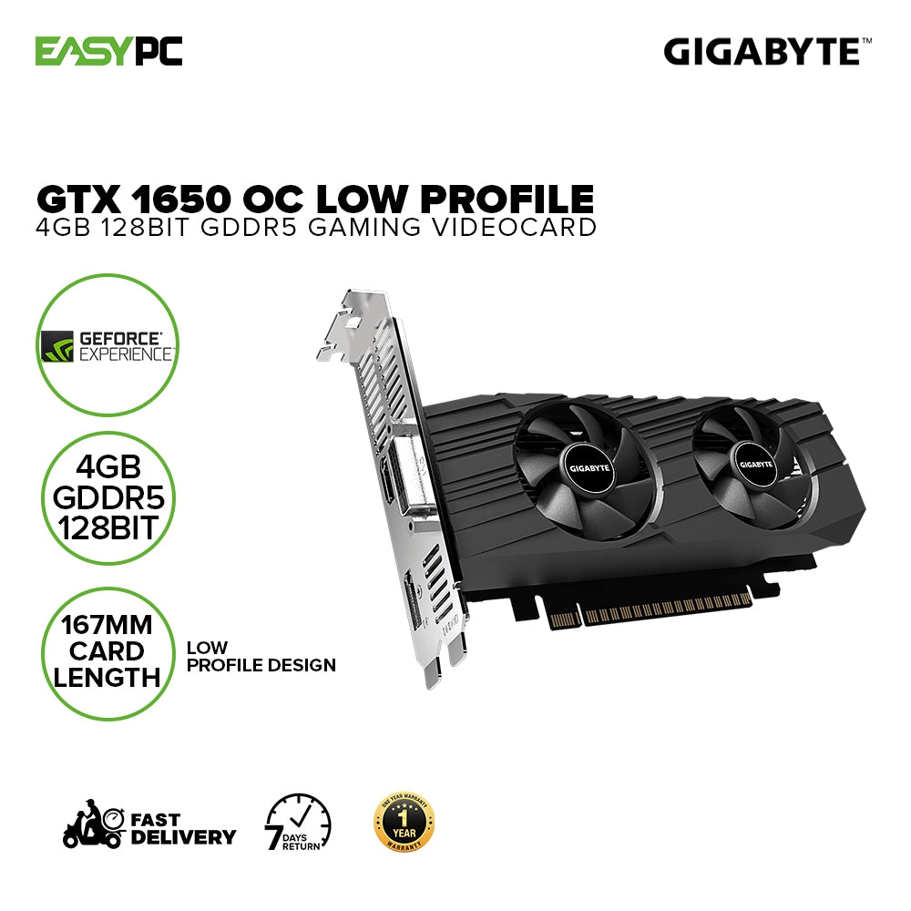 Gigabyte NVIDIAÂ® GeForce GTX 1650 OC Low Profile 4gb 128bit GDdr6