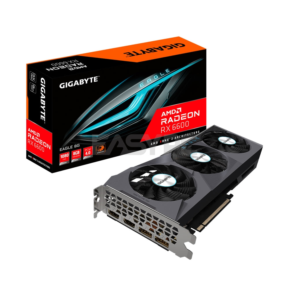 Gigabyte Rx 6600 Eagle GV-R66EAGLE-8GD 8gb 128bit GDdr6, WINDFORCE 3X  Cooling System,Integrated w/ 8GB GDDR6 128-bit memory interface Gaming  Videocard