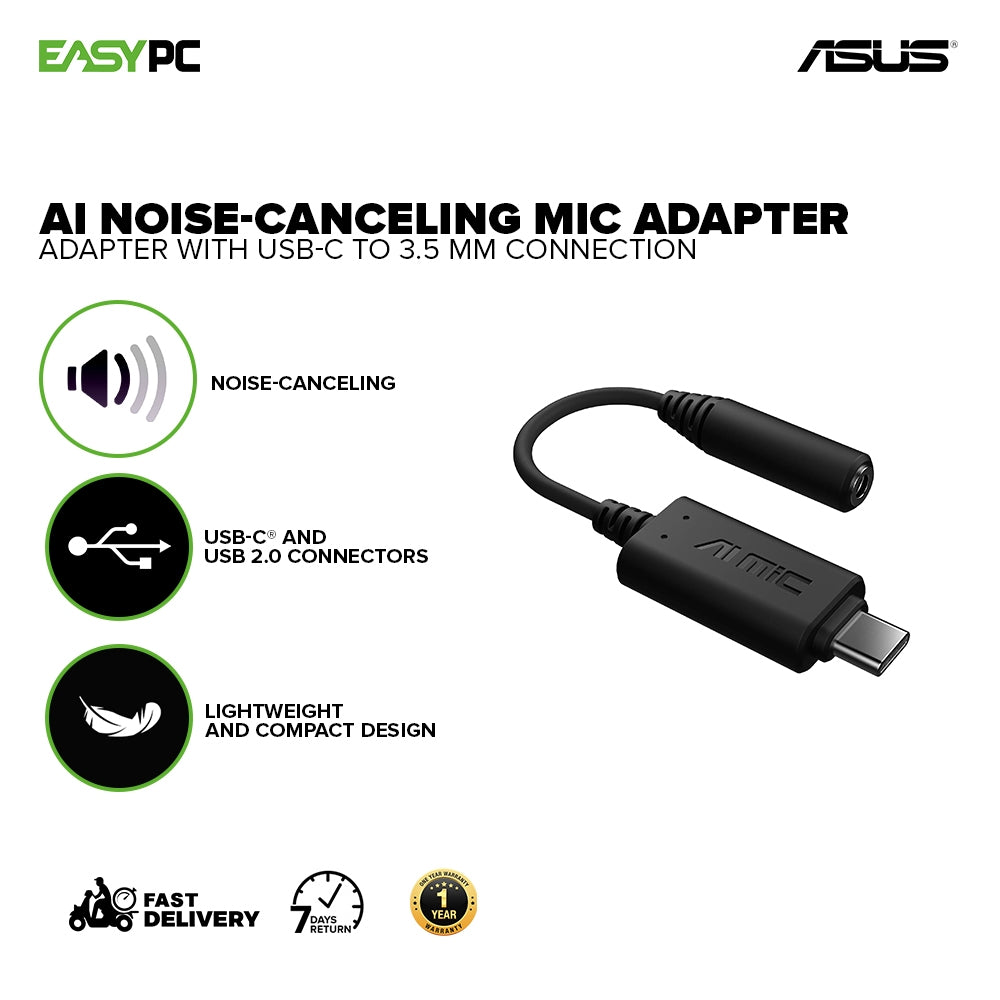 ASUS AI Noise-Canceling Mic Adapter USB-C to mm connection