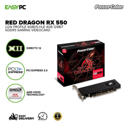 PowerColor Red Dragon Rx 550 Low Profile 4GBD5-HLE 4gb 128bit GDdr5 Gaming Videocard