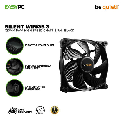 BeQuiet SILENT WINGS 3 120mm and 140mm PWM high-speed Fluid Dynamic Chassis Fan Black