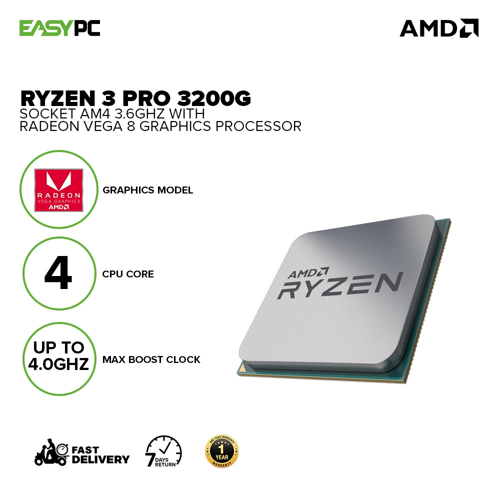 AMD Ryzen PRO 3200g Socket Am4 CPU Cores, Up to