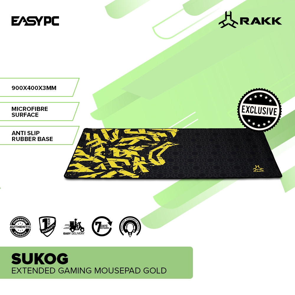 RAKK SUKOG Extended Gaming Mousepad, Macrofibre Surface, Anti-Slip rubber base