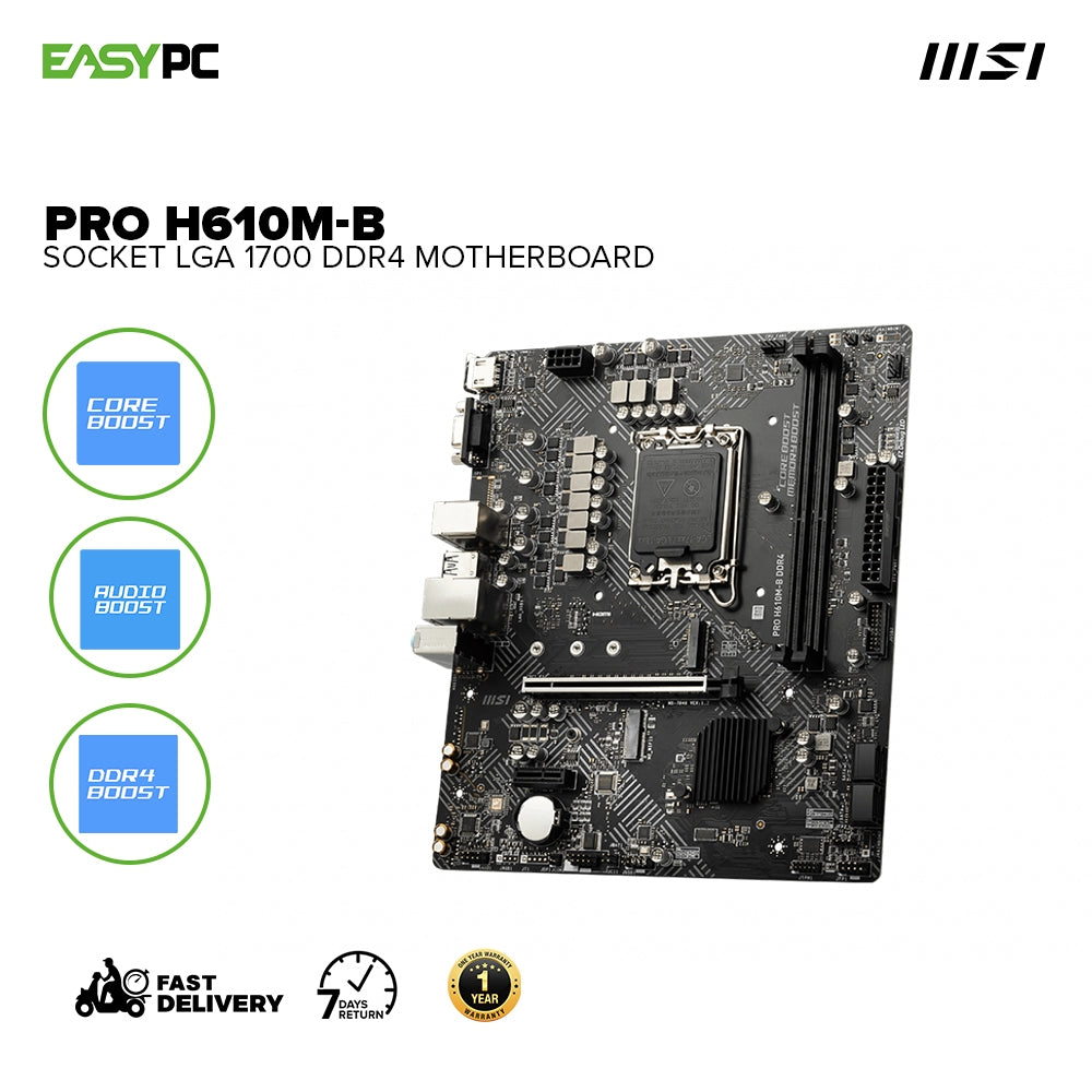 Msi PRO H610M-B Socket LGA 1700, Core Boost, Audio Boost, Memory Boost Ddr4  Motherboard