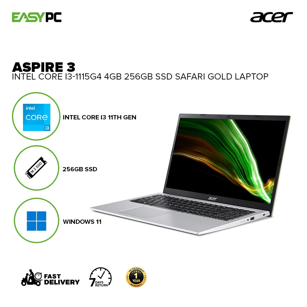 Acer Aspire A315-58-345U Intel Core i3-1115G4 11th Gen Intel UHD Graphics 4GB 256GB SSD Windows 11 Laptop