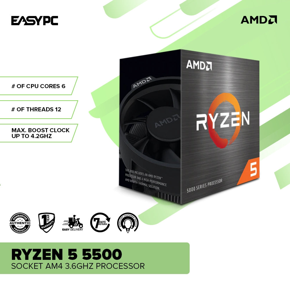AMD Ryzen 5 5500 Am4 3.5GHz 6 cores | 12 Threads Desktop Processor