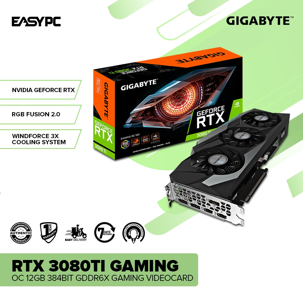 Gigabyte Rtx 3080Ti Gaming GV-N308TGAMING OC-12gb Integrated with 12GB GDDR6X 384-bit memory interface Gaming Videocard RGB Fusion 2.0