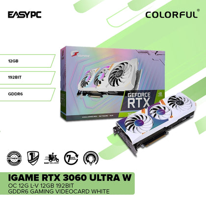 Colorful iGame Rtx 3060 Ultra W OC 12G L-V 12GB 192bit GDDr6 Gaming Graphics Card White