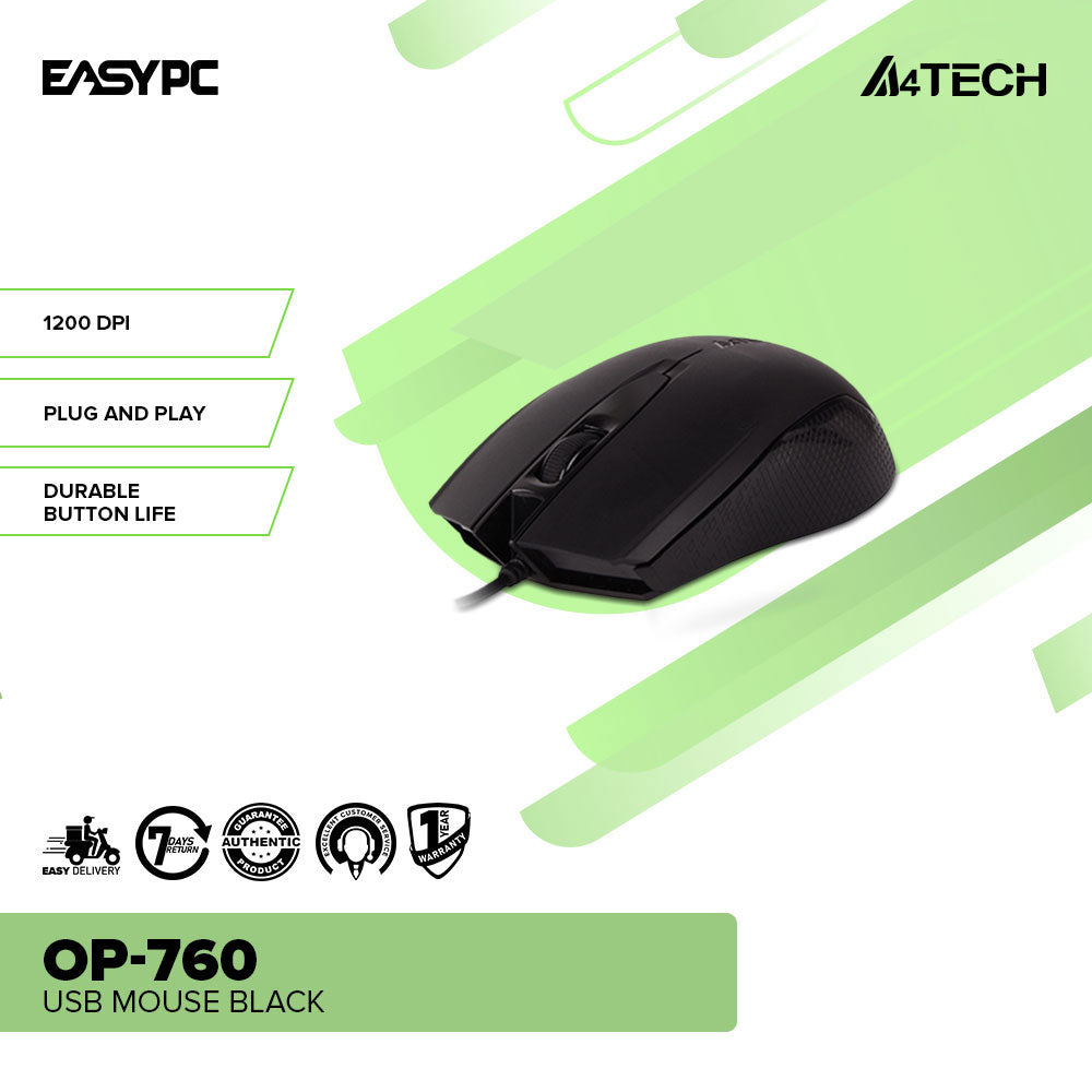 A4Tech OP-760 Usb Mouse Black-a