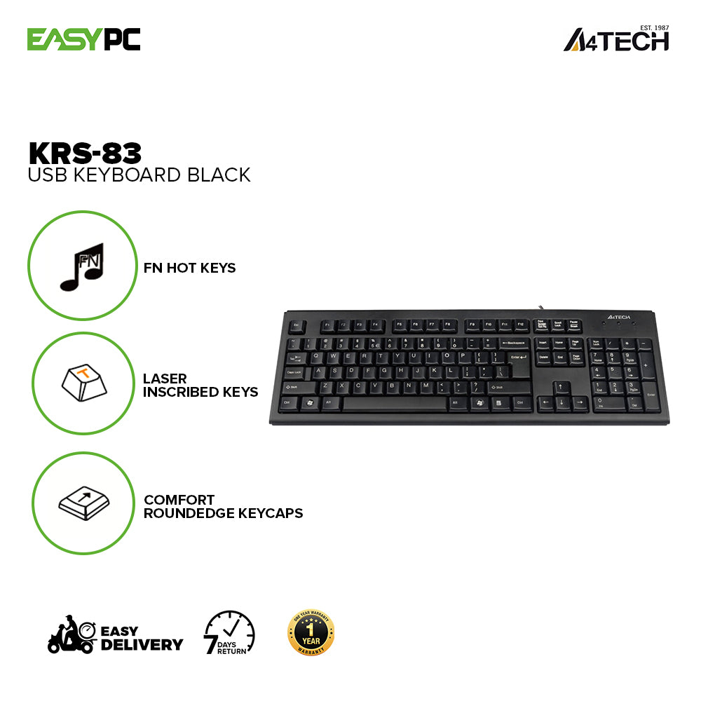 A4Tech KRS-83 Usb Keyboard Black-a