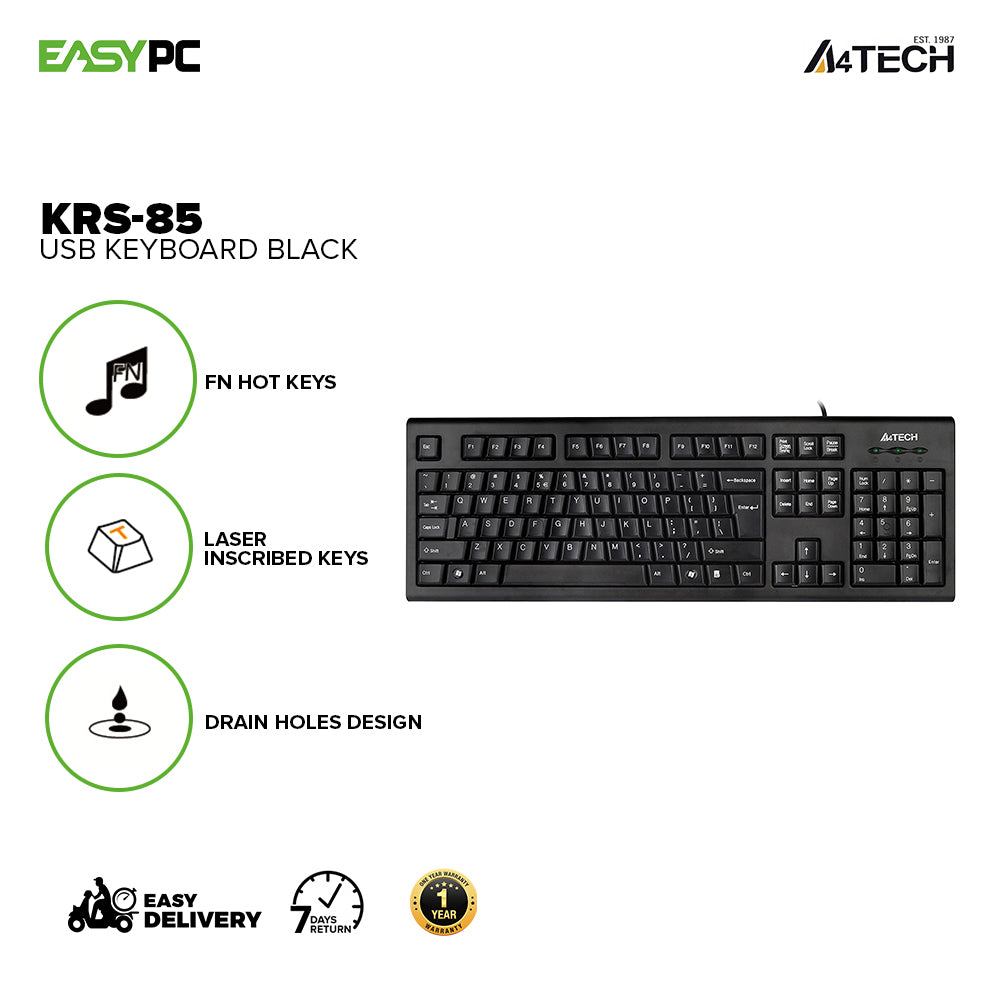 A4Tech KRS-85 Usb Keyboard Black-a