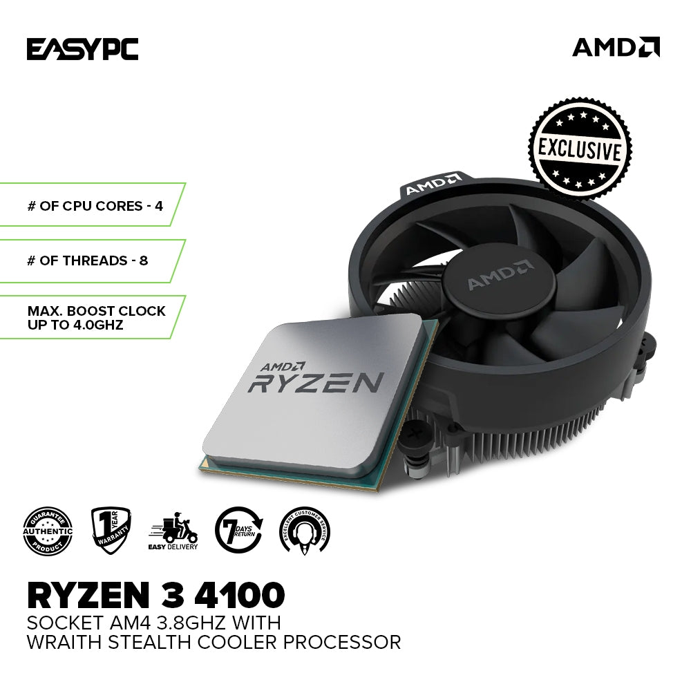 AMD Ryzen 4100 Socket Am4 with Wraith Stealth Cooler