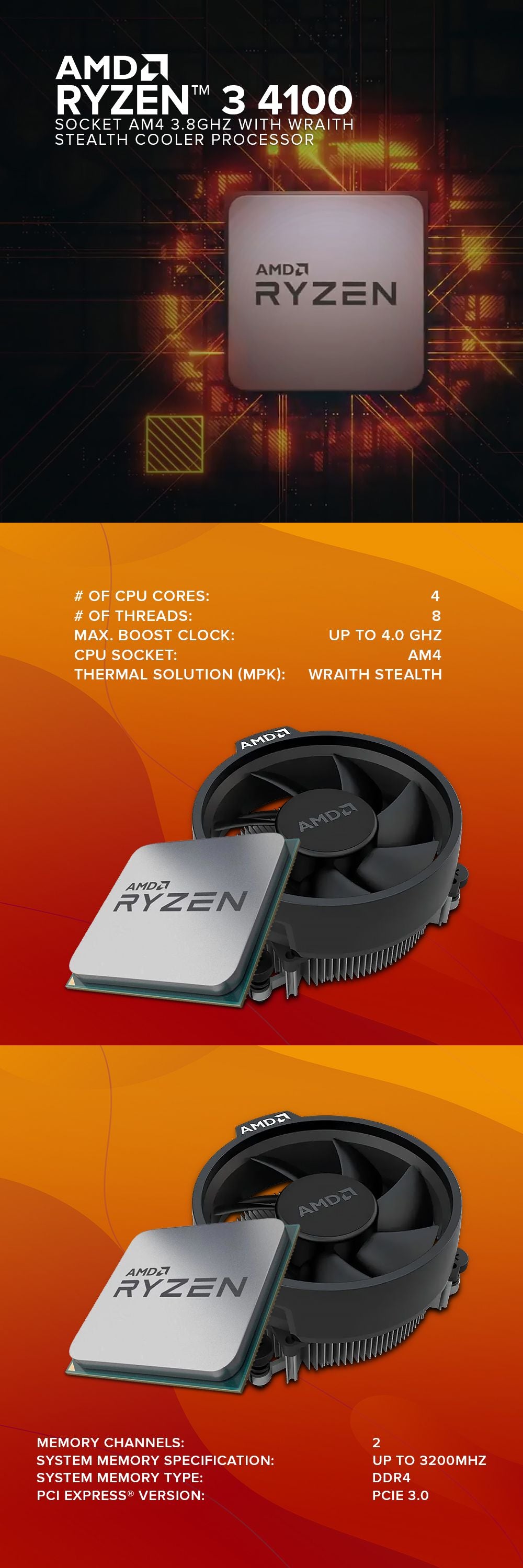 AMD Ryzen 4100 Overclock AMD Ryzen™ 4100 4-Core, 8-Thread