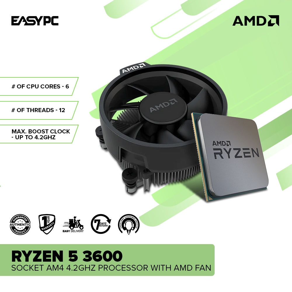 AMD Ryzen 5 3600 Socket Am4 4.2ghz Processor with AMD Fan