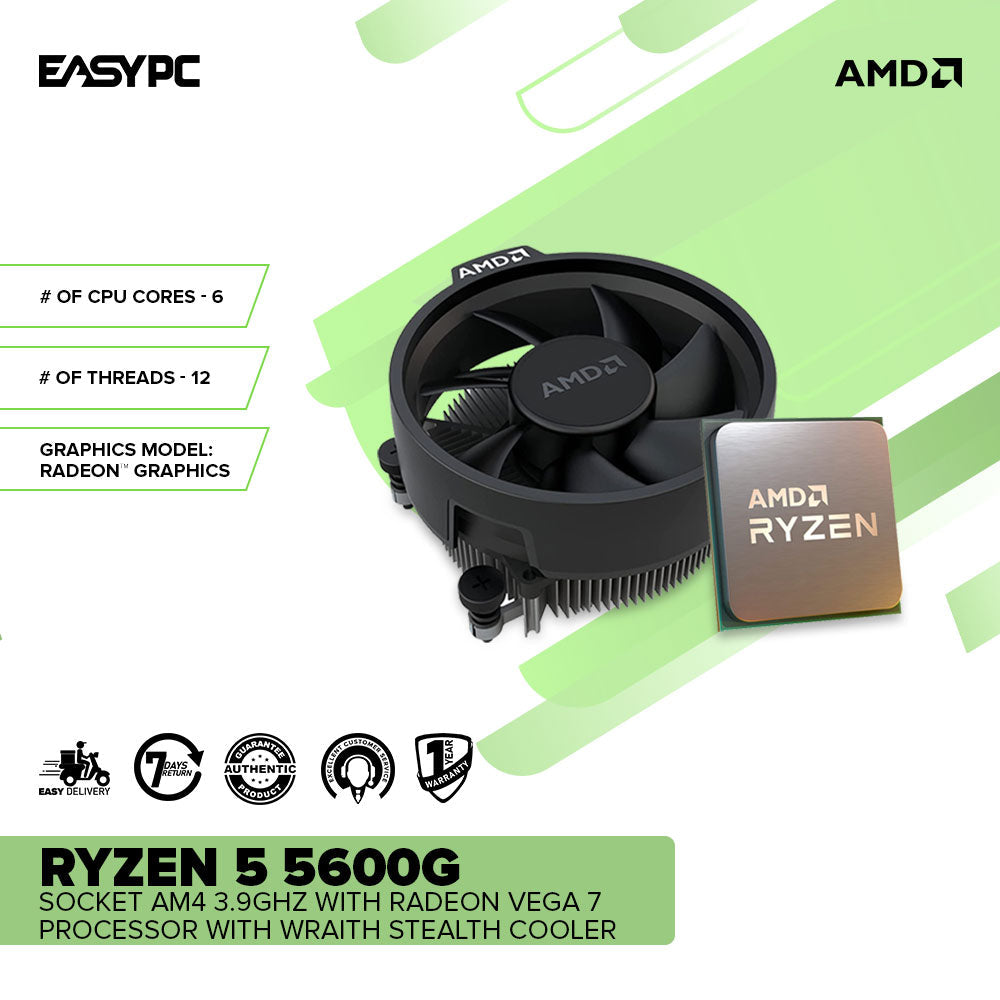 AMD Ryzen™ 5 5600 6-Core, 12-Thread Unlocked Desktop Processor with Wraith  Stealth Cooler