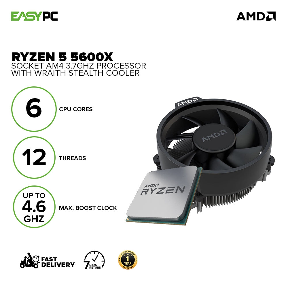 AMD Ryzen 5 5600X Socket AM4 3.7GHz with Wraith Stealth