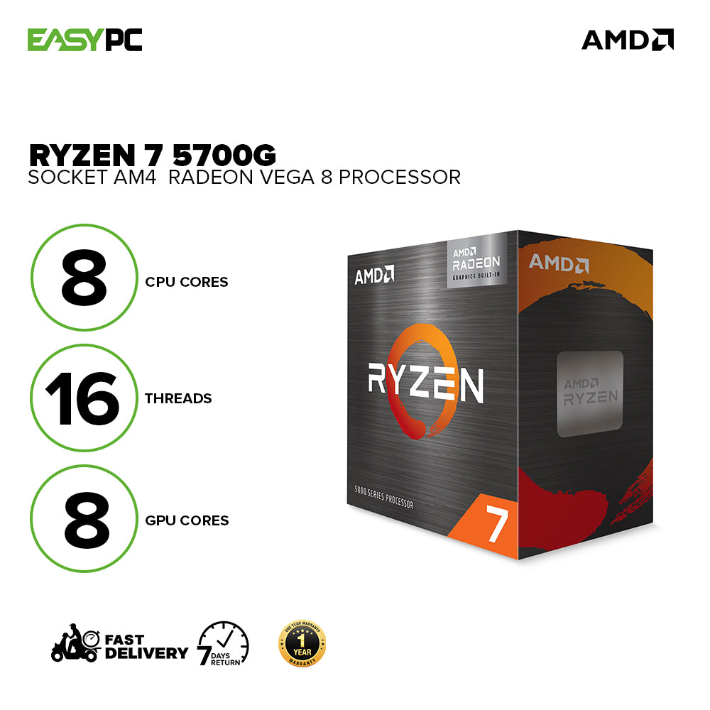 AMD Ryzen 7 5700G 8-Core, 16-Thread Unlocked Desktop Processor with Radeon  Graphics
