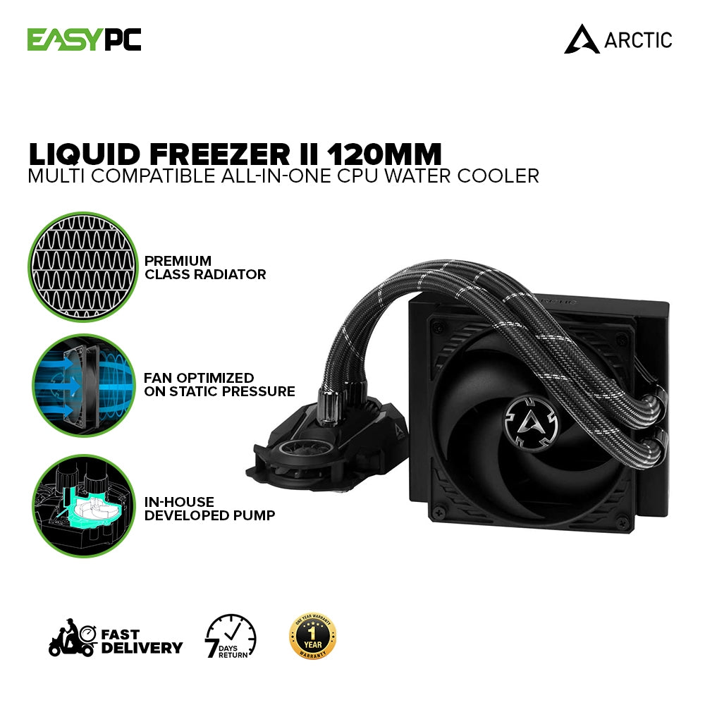 ARCTIC COOLING Liquid Freezer II- 120, 240, 280, 360 420mm Multi  Compatible All-In-One CPU Water Cooler LGA 1700 Compatible Fully sleeved  Tubes 4JTP