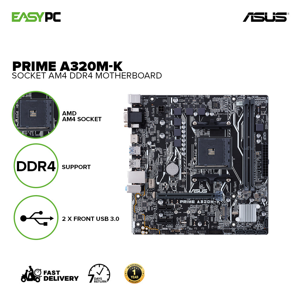ASUS Prime A320M-K Socket Am4 Ddr4 Motherboard - Main Image