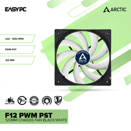 Arctic F12 PWM PST 120mm Chassis Fan Black/White