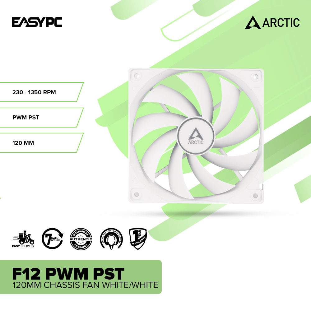ARCTIC F12 PWM (5 Stuk) - PC Fan, 120mm Ventilator, Casefan met standaard behuizing, PWM-signaal regelt ventilatortoerental, push- of pull-configuratie mogelijk, 230-1350 rpm - Zwart