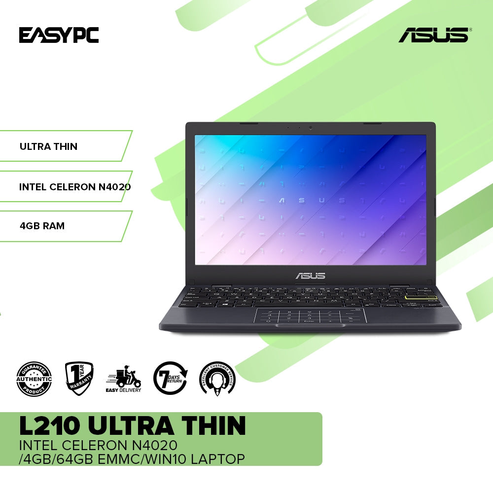 Asus L210 Ultra Thin Intel Celeron N4020 4Gb Win10 64Gb Emmc Home