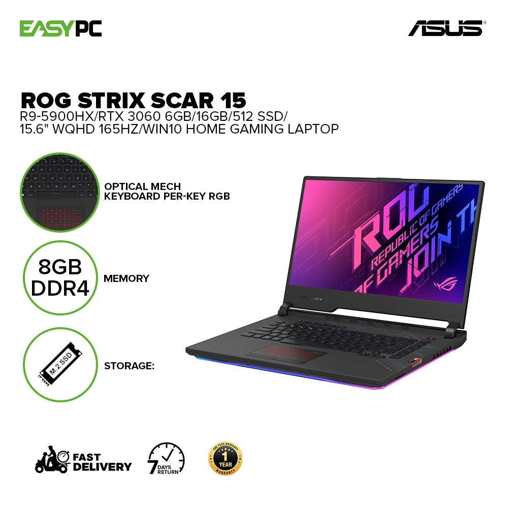 Asus Laptop Asus Rog Strix Scar 15 Rtx 3060 ASUS ROG G513 R9, 16GB