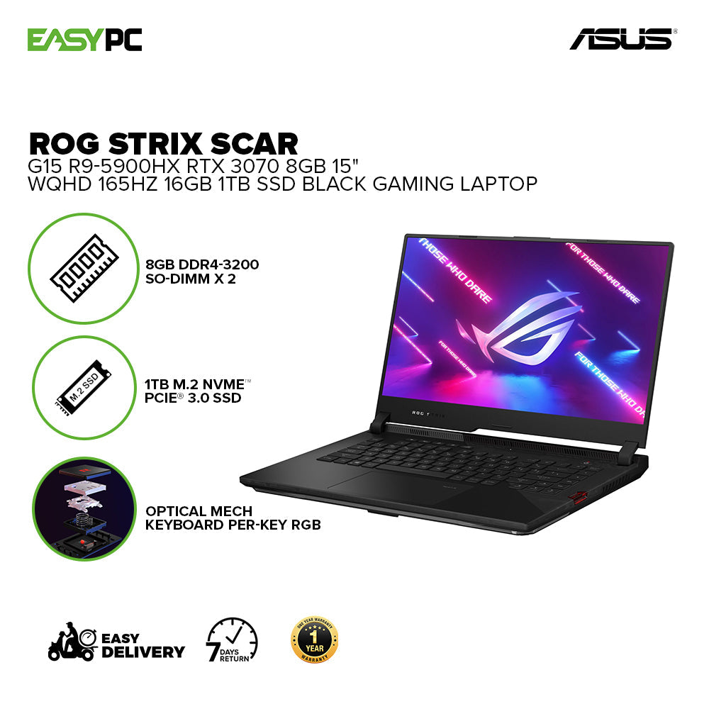 Asus Rog Strix Scar G15 G533Qr-Hq134Ts R9-5900Hx 16Gb Win10 15