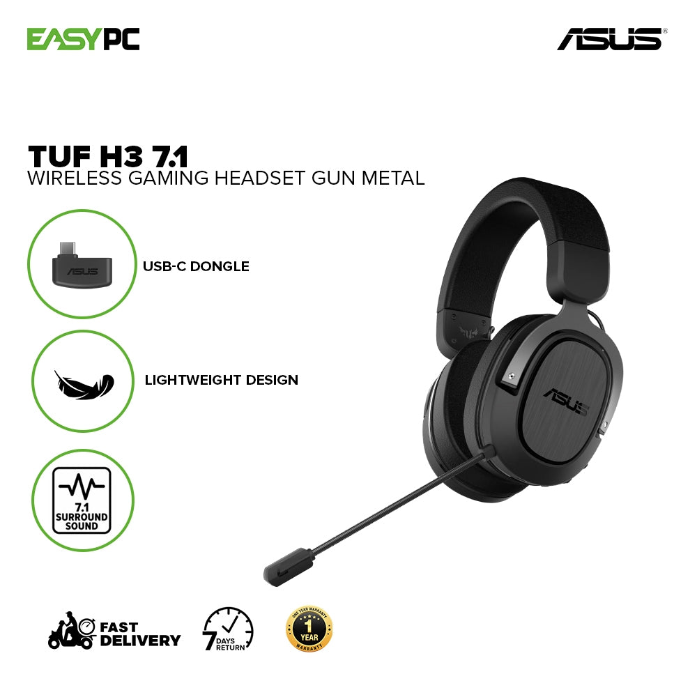 Asus TUF H3 2.4 GHz Gun Metal Wireless Gaming Headset-a