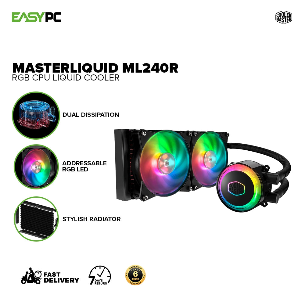 Cooler Master Liquid ML240R RGB CPU Liquid Cooler
